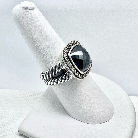 David Yurman Albion Hematite Moonlight Ice Diamond Ring - Picture 6 of 9